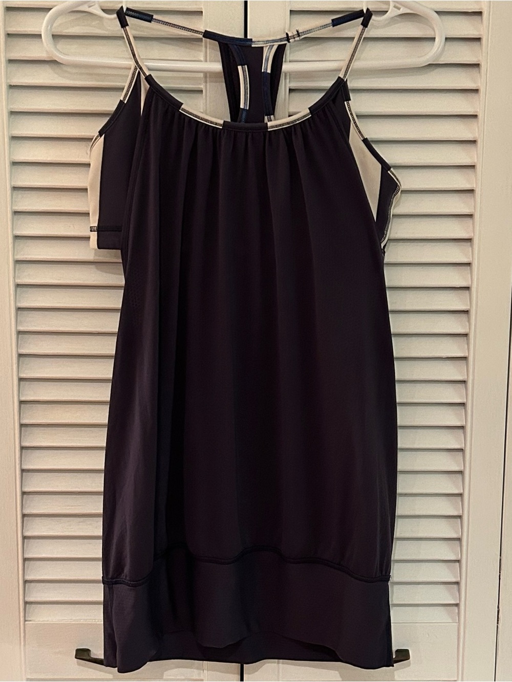 Women’s Lululemon Purple and Cream Racerback Workout Top with Built-in-Bra